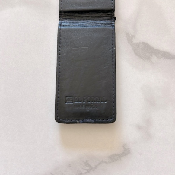 Vintage Preowned Black El Portal Genuine Leather Ostrich Money Clip Made In USA - Picture 4 of 7